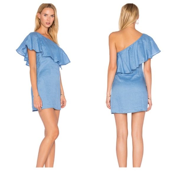 Capulet Dresses & Skirts - Capulet Blue Linen One Shoulde…